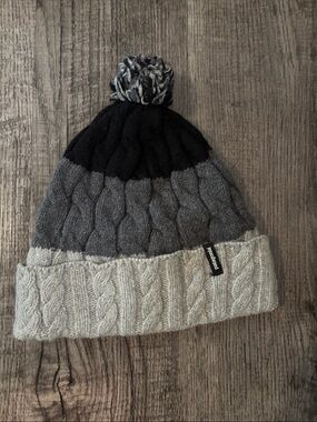 Patagonia Cable Knit Pom Beanie - Black, Gray, and Light Gray - One Size